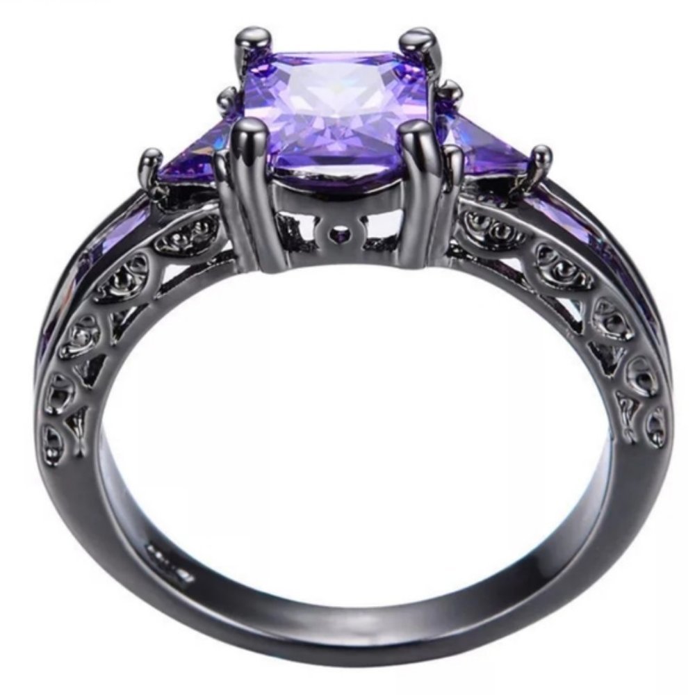 NEW Midnight Black Grape Lavender Amethyst Ring - Picture 4 of 5